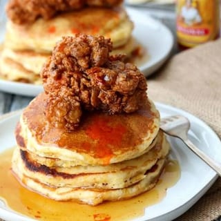 2 PANCAKES AND FRIED CHICKEN